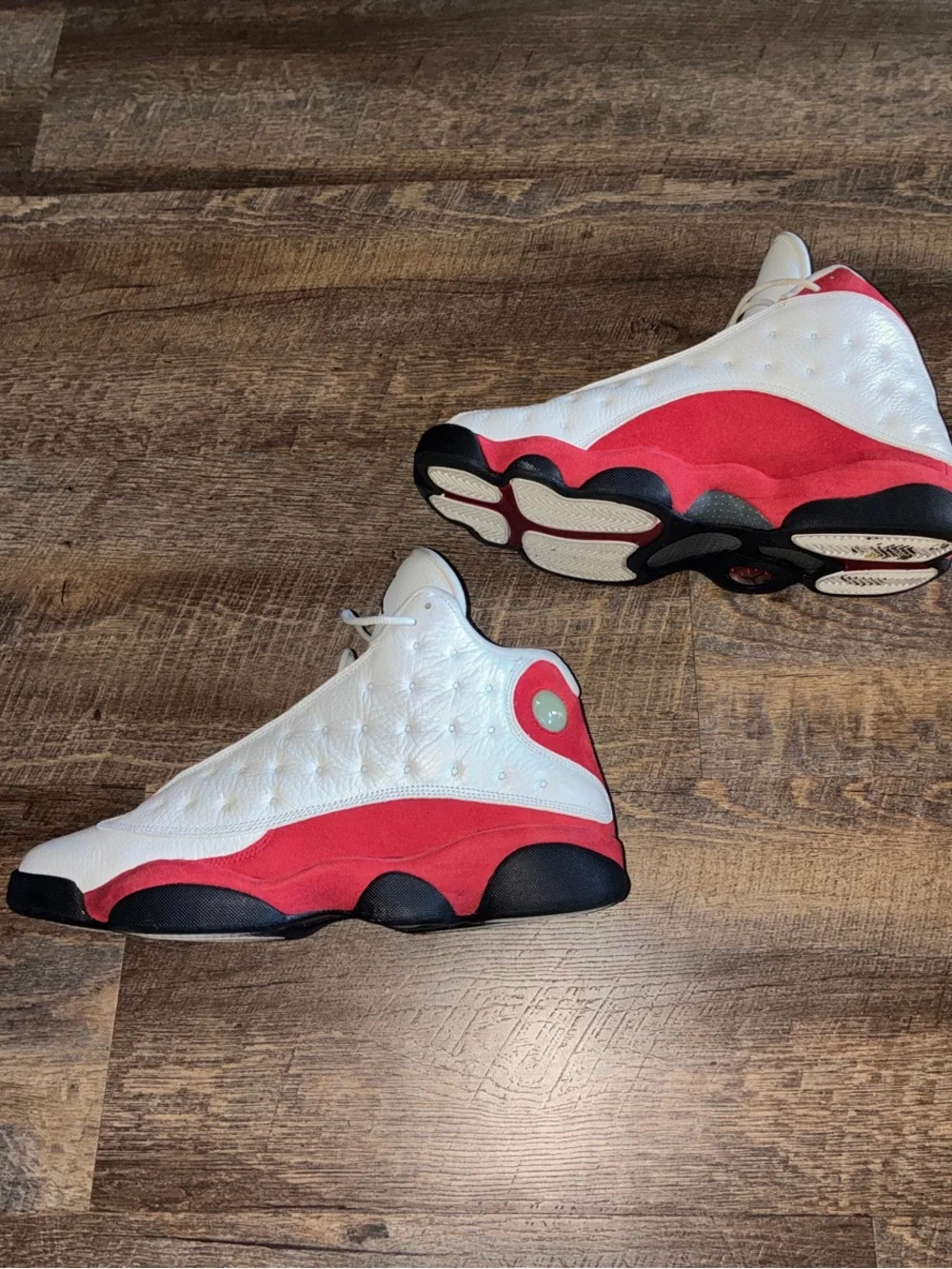 Jordan Chicago 13s White and Red Retro Basketball Sneakers